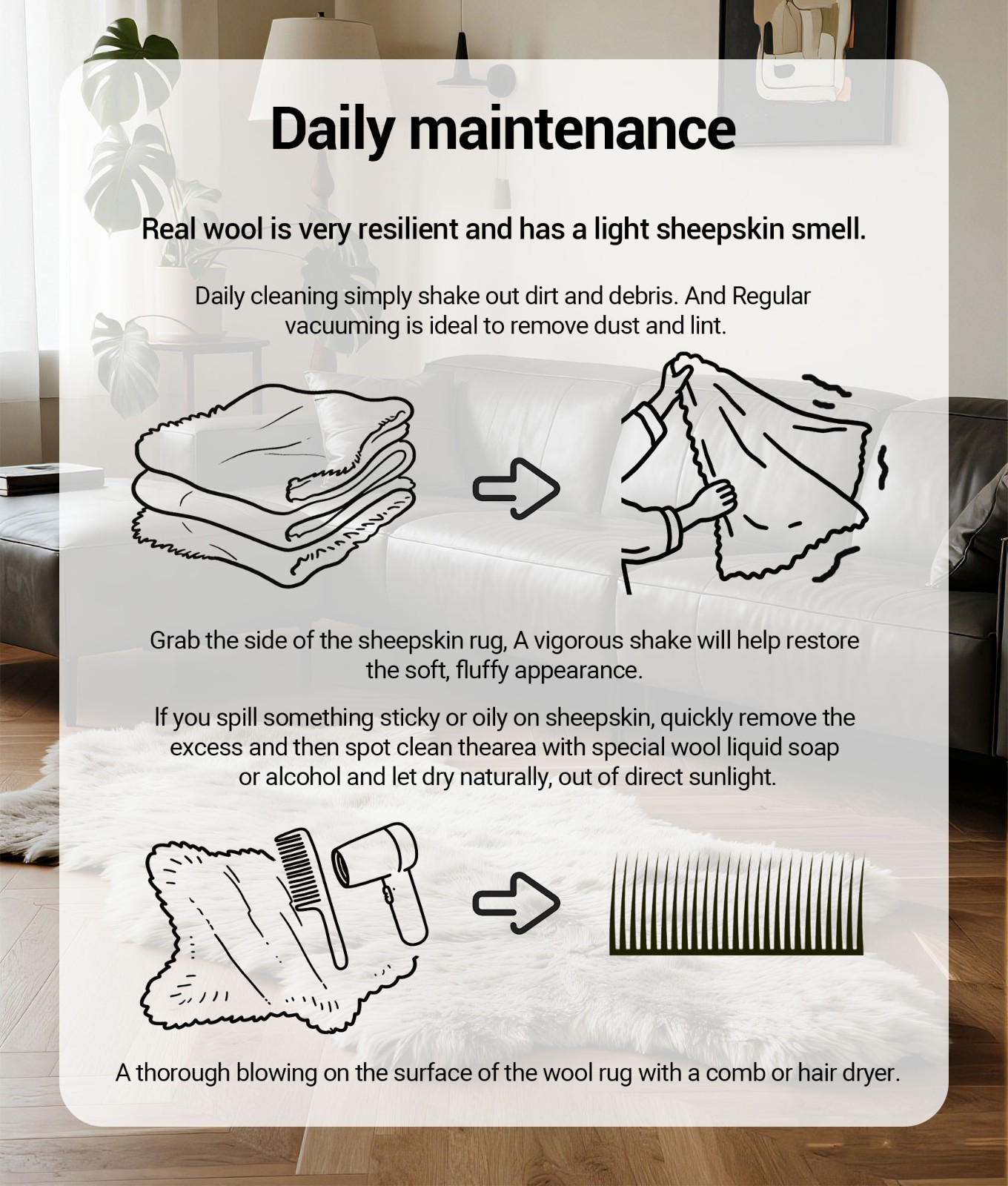 Genuine Sheepskin Rug 100% New Zealand Lambskin Soft Fluffy Fur Area Carpet