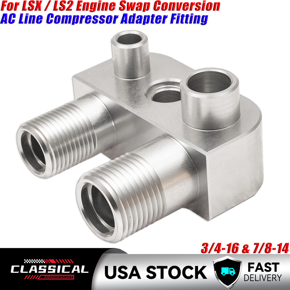 AC Line Compressor Adapter Fitting For LSX / LS2 Engine Swap Conversion.