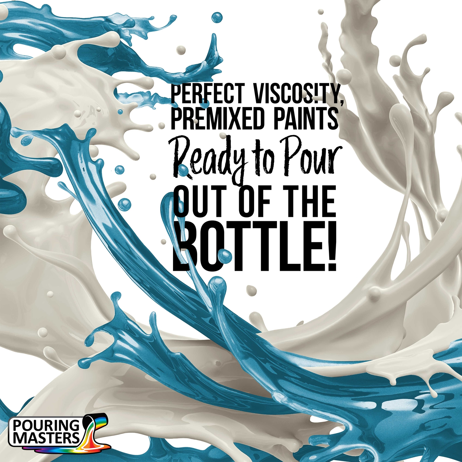 Pouring Masters Ice Blue Metallic Pearl 8oz Bottle Water-Based Acrylic Paint