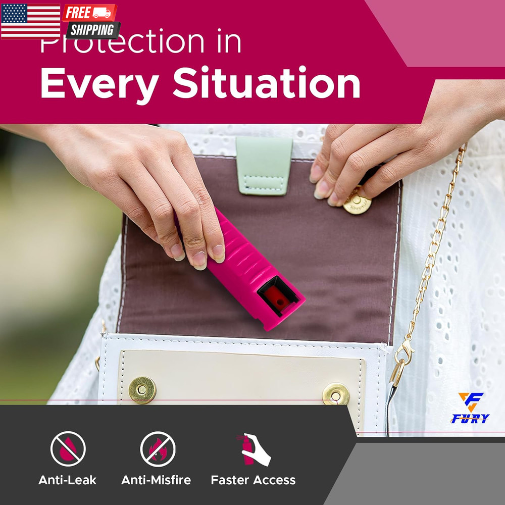 Hardshell Pepper Spray - 12Ft Range, Max Strength, UV Dye Identifier, Anti-Leak