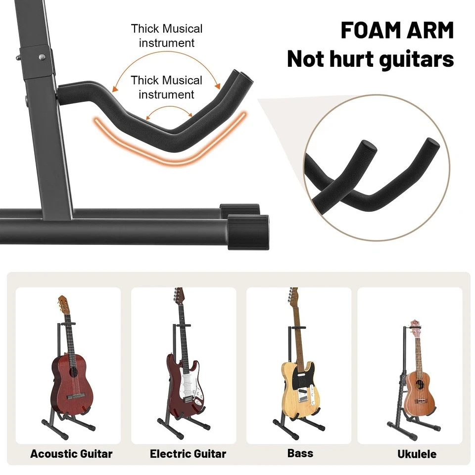 GLEAM Adjustable Folding Guitar Stand, A-shape with Neck Holder, Fully Assemb...