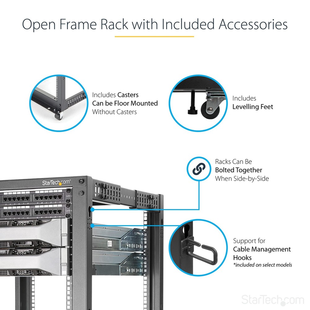 StarTech 8U 19" Open Frame Server Rack Compact 4 Post 4POSTRACK8U