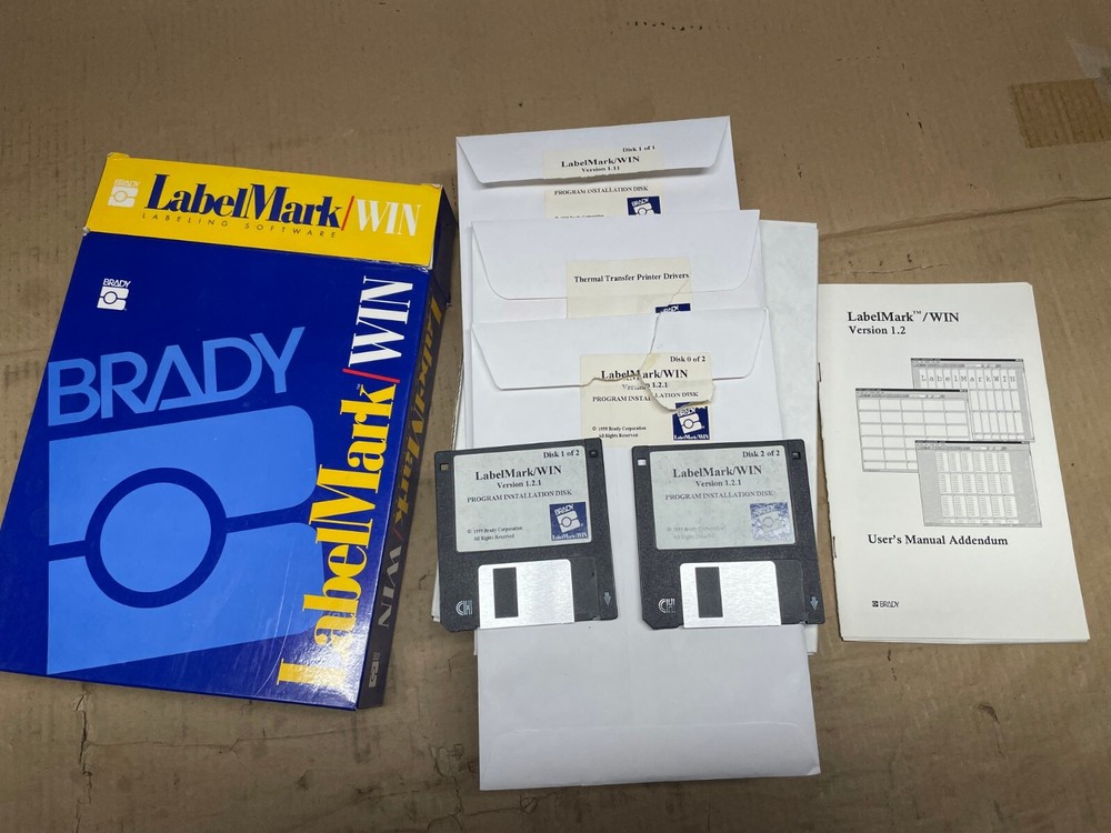 Brady Labelmark / Win v1.11 and v1.2.1 original software on floppy disk