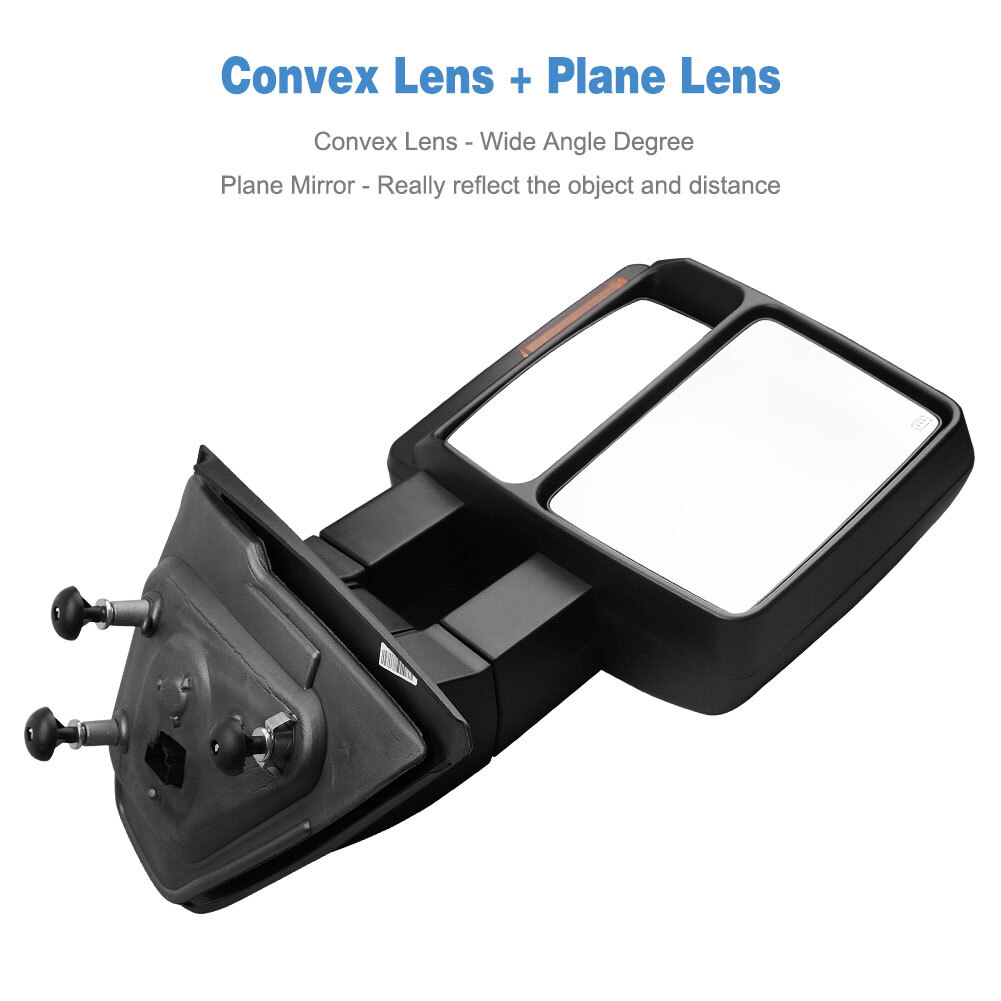 Left + Right Power Heated Puddle Light Tow Mirrors For 07-14 Ford F150 Pick up