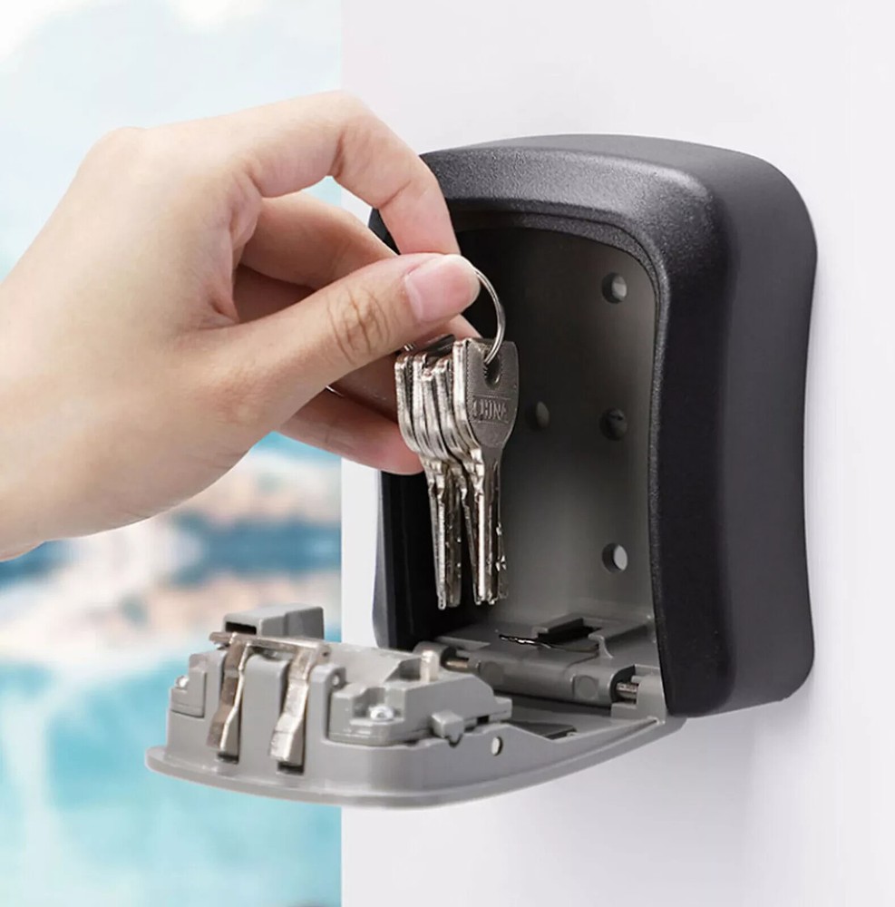 4-Digit Combination Lock Key Box Safe Storage Box Padlock Security Home Outdoor