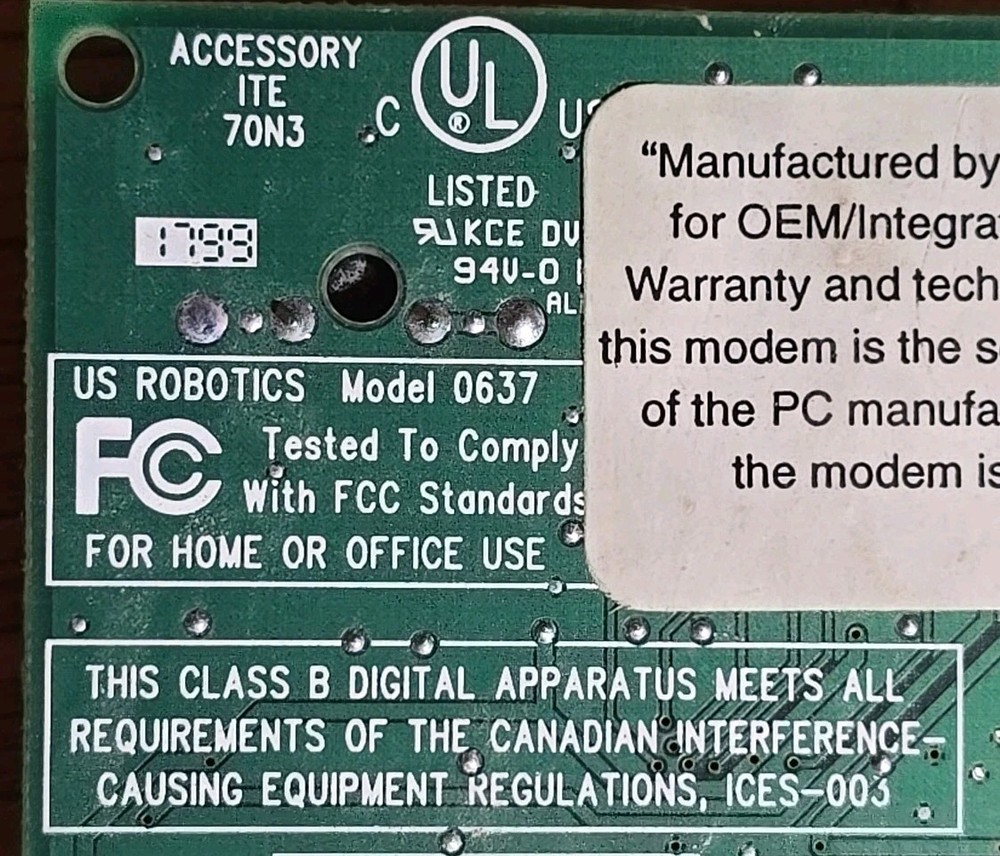 PCI 56K Modem 0637 3COM US Robotics