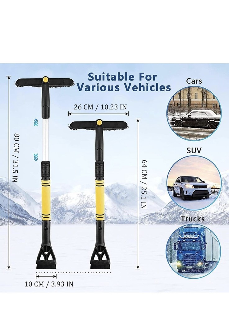 Ice Scraper for Car Windscreen, Extendable Car Scraper Snow Brush Detachable