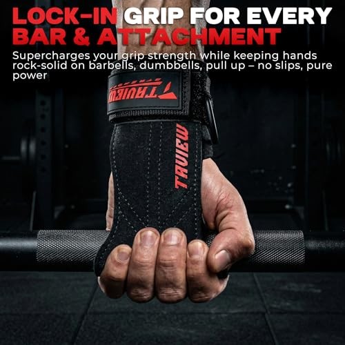 Wrist Straps for Weightlifting With D Ring,Double Layer Leather Wrist Strap