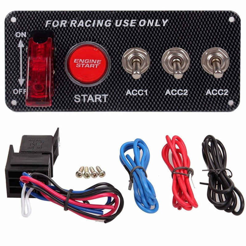 Racing Start/Stop Button Power Toggle Carbon Fiber Panel Button Ignition Engine