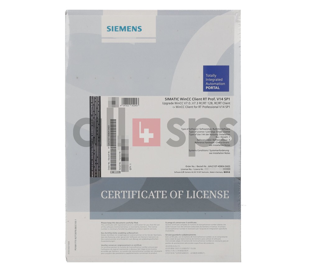 SIMATIC WINCC CLIENT RUNTIME PROFESSIONAL V14 SP1 - 6AV2107-4DB04-0AE0 (NS)