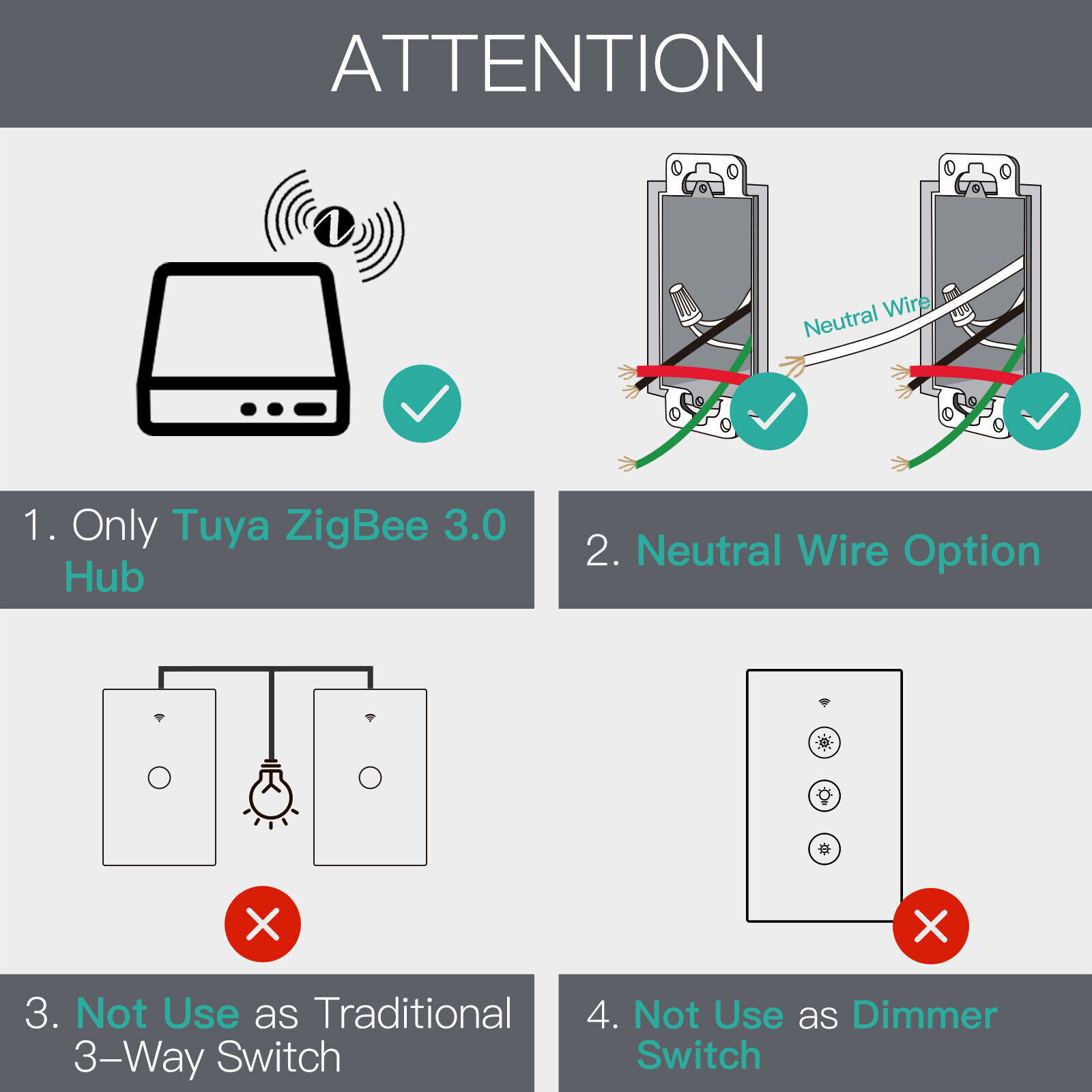 MOES ZigBee Smart Light Switch Wall Touch Glass Panel Alexa Google APP Control