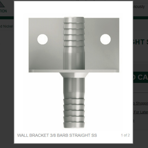 WALL BRACKET 3/8 BARB STRAIGHT SS # 4119