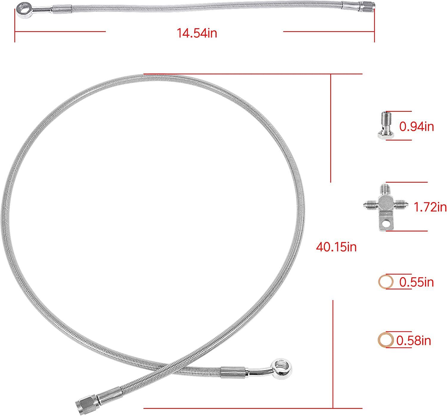 Front Steel Braided Brake Line Kit 3 Line +2" Fits Yamaha Banshee 350 1987-2015