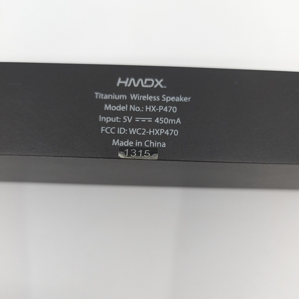 HMDX Titanium Wireless Bluetooth Speaker Model HX-P470 - Tested Working