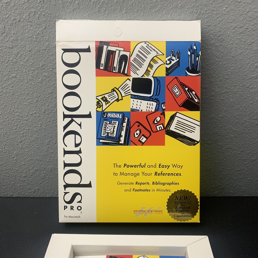 BookEnds Pro Macintosh OPEN BOX Manage Your References Westing Software 1994