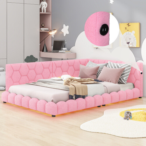 Modern Upholstered Platform Bed Sofa Bed Heavy Duty Daybed Full Size Bed Frames
