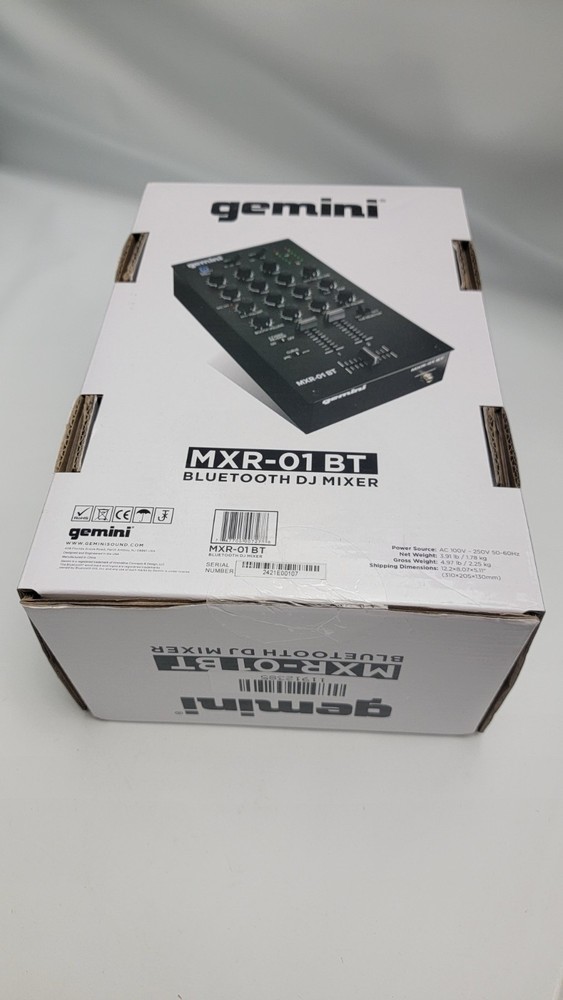 Gemini MXR-01BT 2-Channel DJ Mixer Bluetooth USB Professional Audio Interface