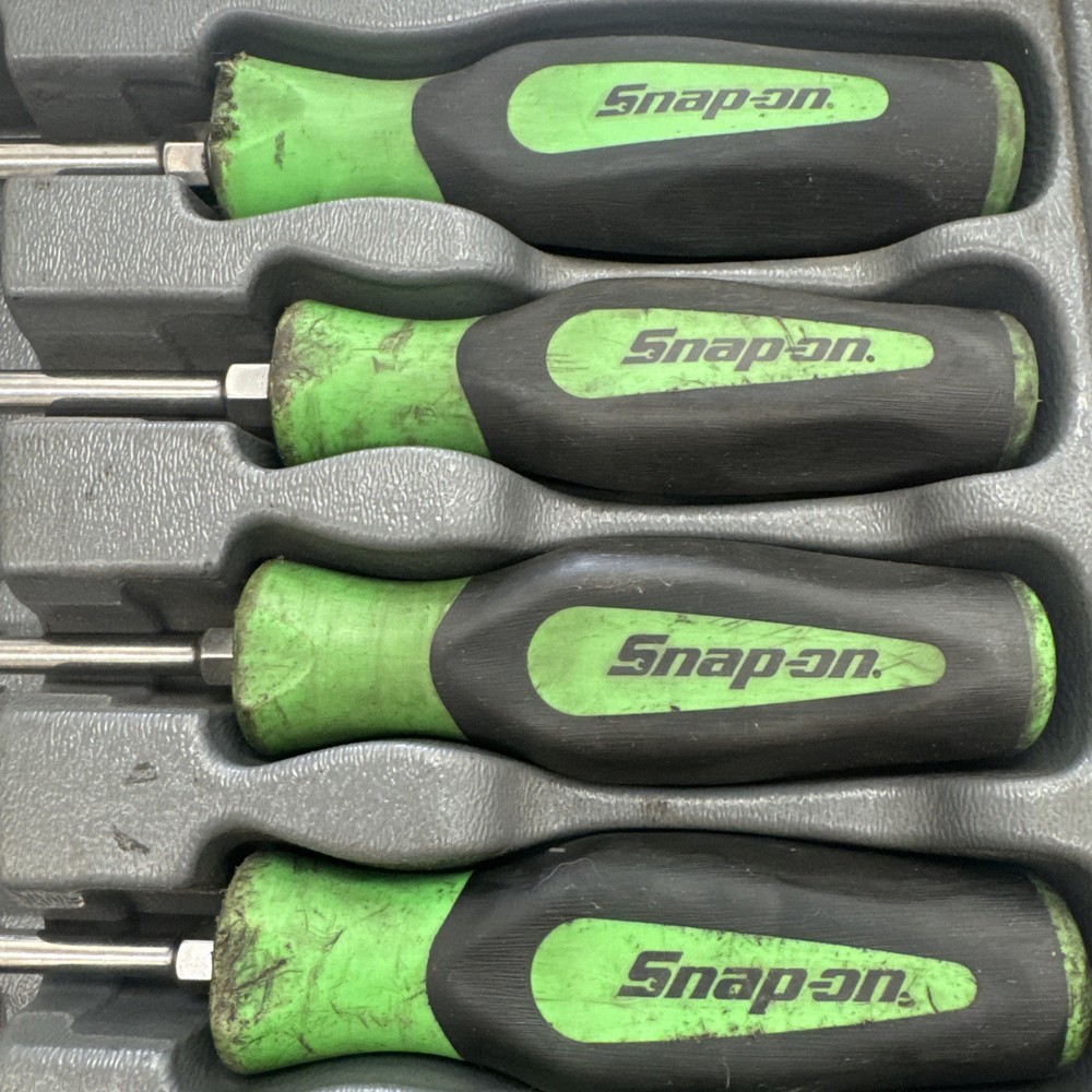 Snap-on 7pc Green Soft Grip Screwdriver Set & tray SGD - 1 missing - GENUINE