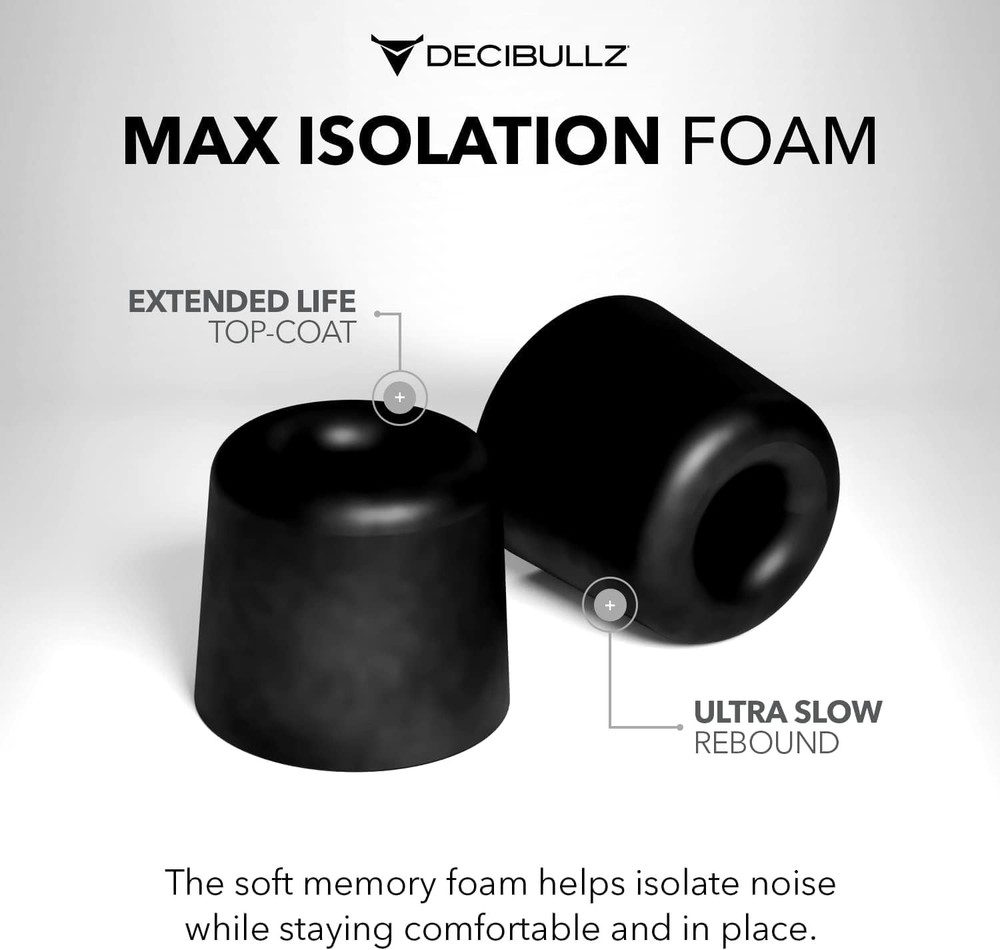 Decibullz Custom Molded Memory Foam Earbud Tips – 5 Pack Small | Small, Black