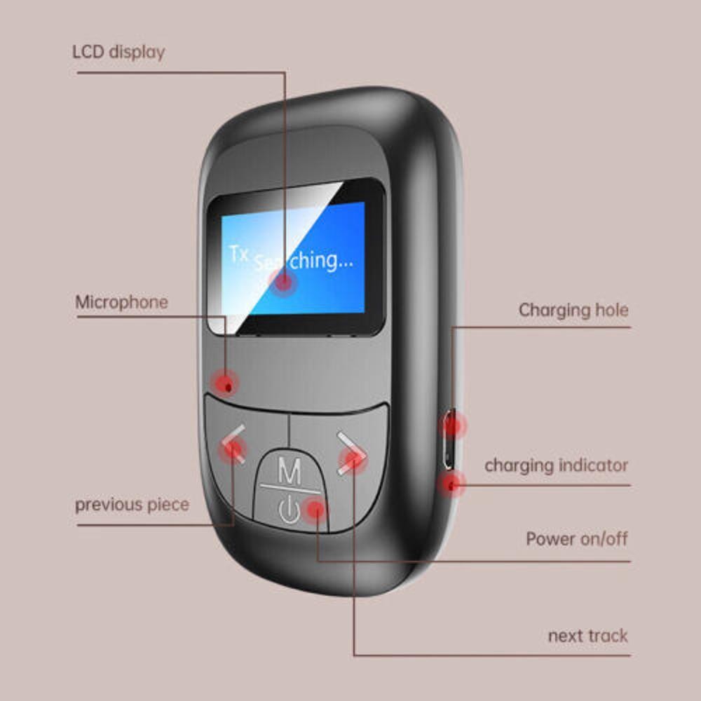 Universal LCD Display Bluetooth 5.0 Adapter Wireless Audio Transmitter Receiver