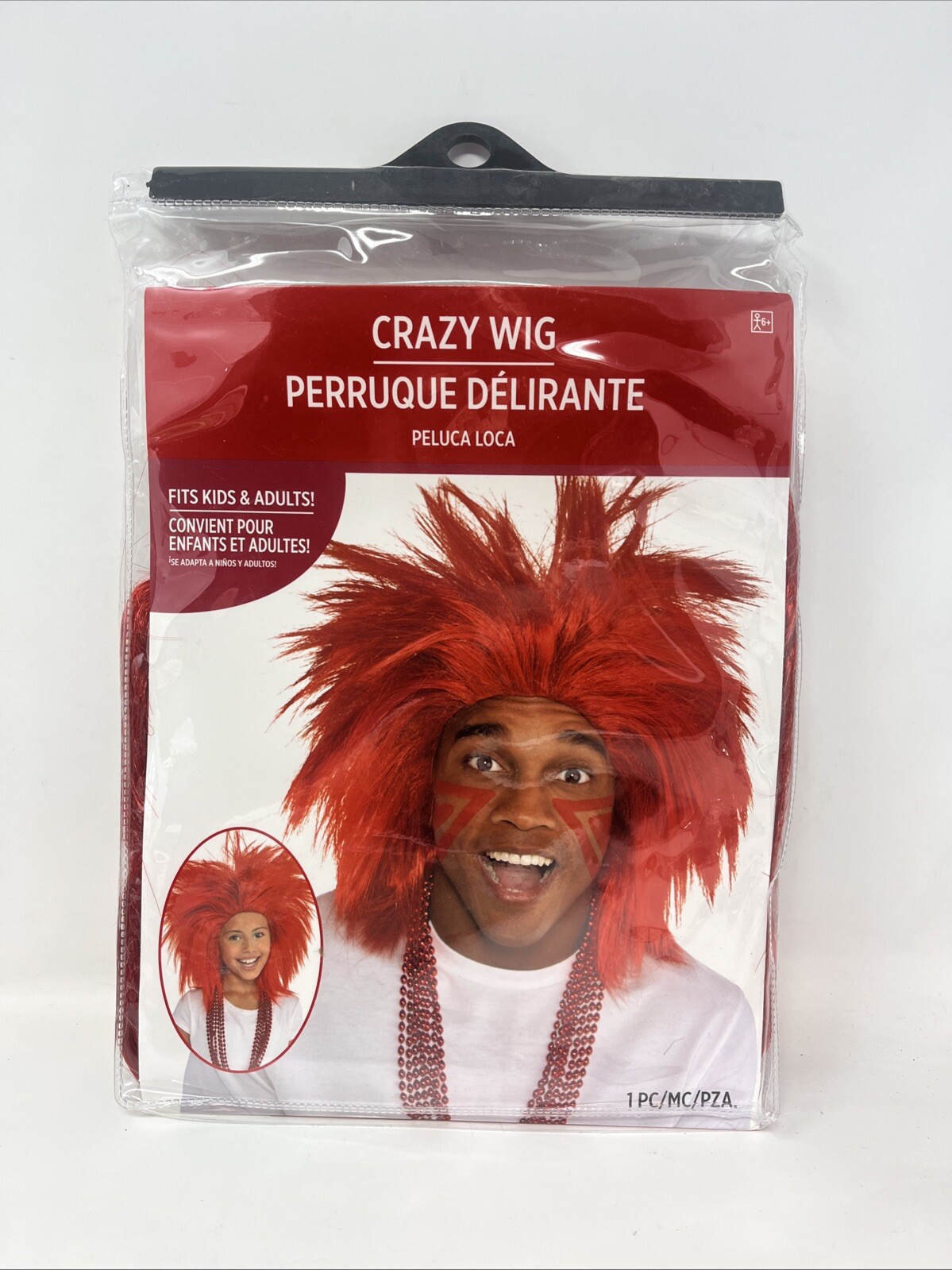 Adult Crazy Red Wig halloween Costume School Spirit Child Adult Sports