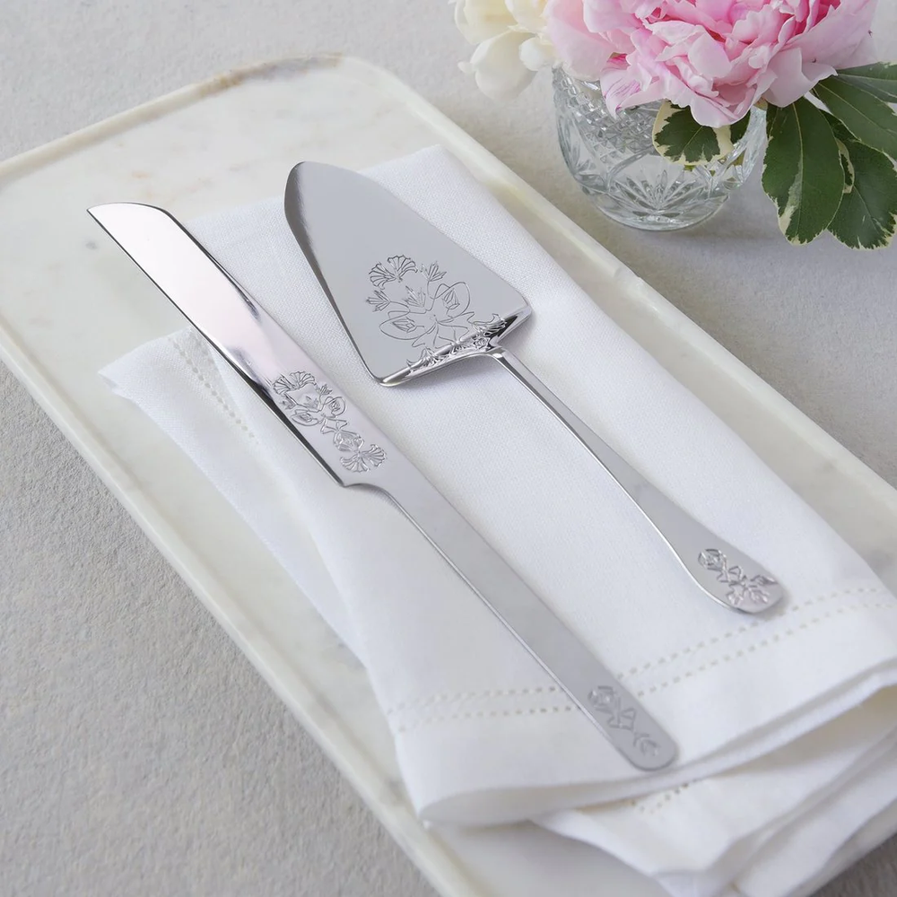Silver Ornate Cake Serving Set