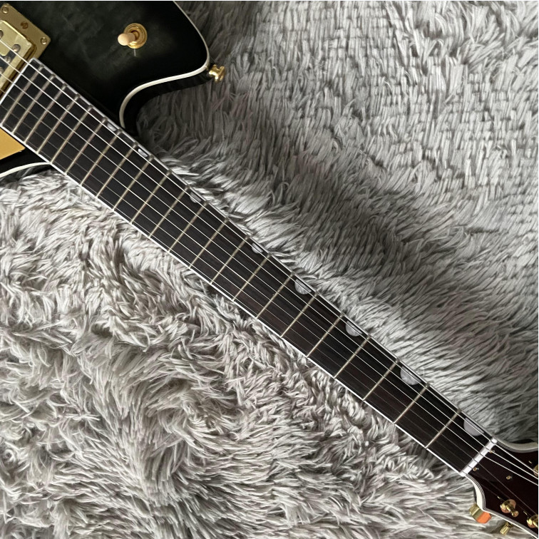 Custom Thunderbird Black Quilted Maple HH Pickups Gold Hardware 6 strings New