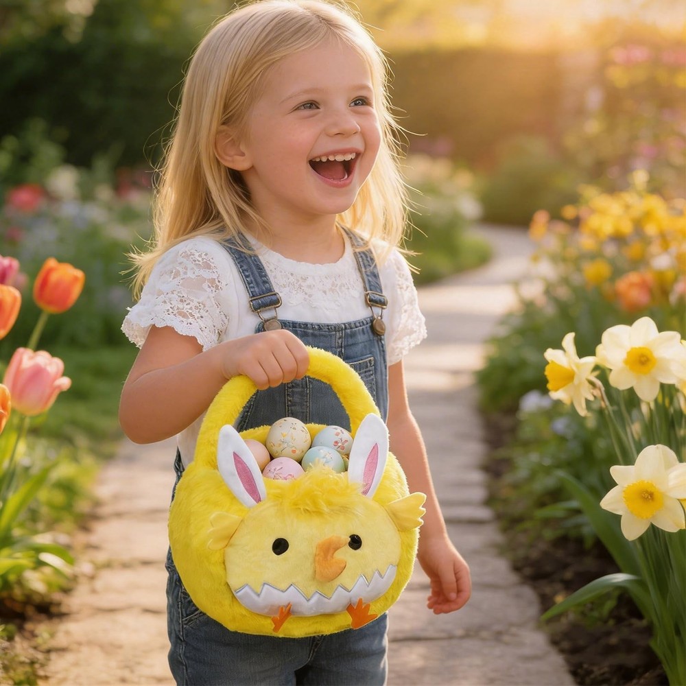 ZRPSIZP 2026 Upgraded Plush Baskets EasterBasket, Easter Egg Hunt Buckets, Ea...