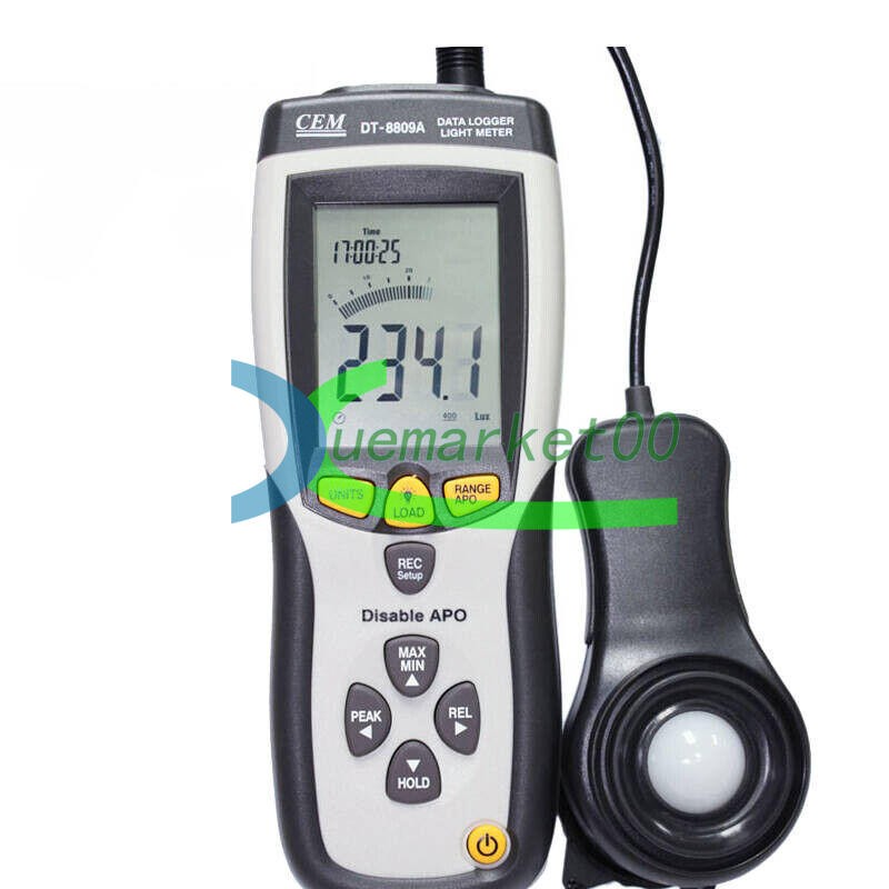 1PCS NEW CEM DT-8809A Handheld Light Meter Range 400,000Lux Data Log 99 USB