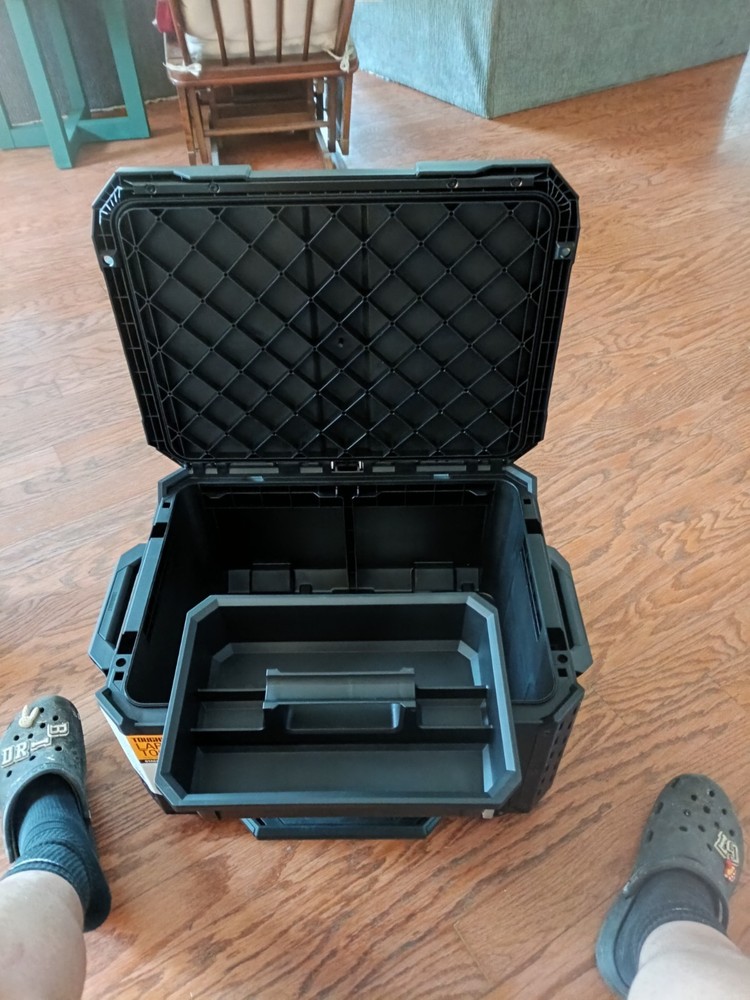 TOUGHBUILT StackTech Large Tool Box 100lb High-Impact Plastic Lockable