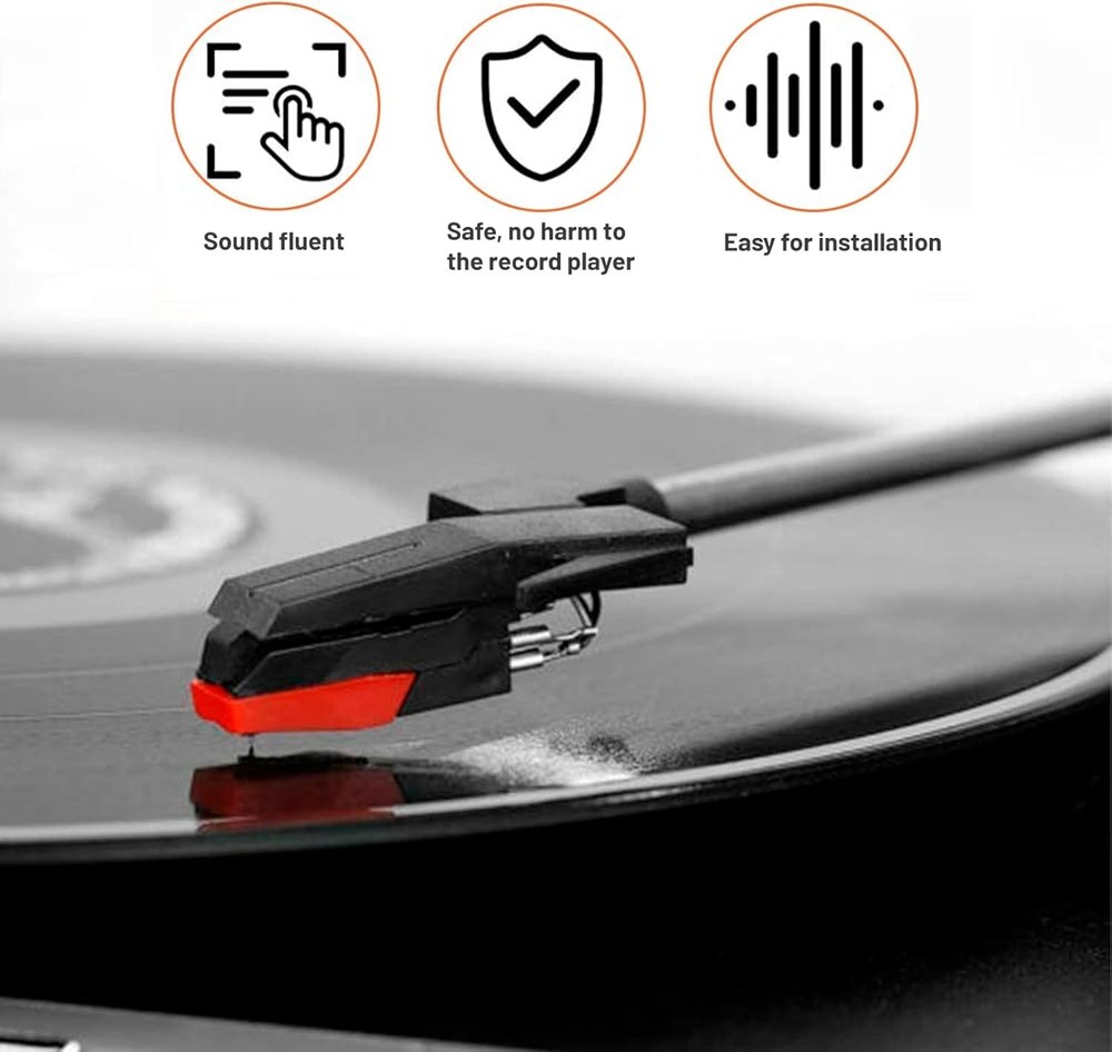 Record Player Needle, Turntable Stylus Replacement for Crosley, ION, Red
