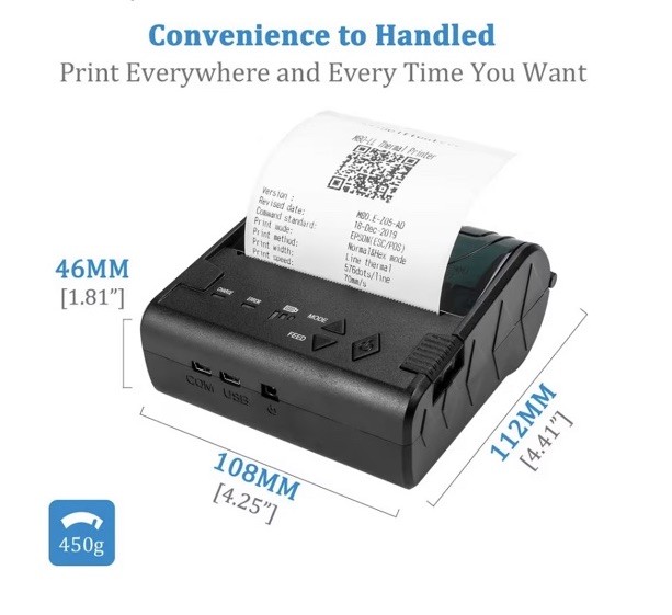 NETUM 80mm Bluetooth Thermal Receipt Printer Wireless POS Android iOS USB Mini