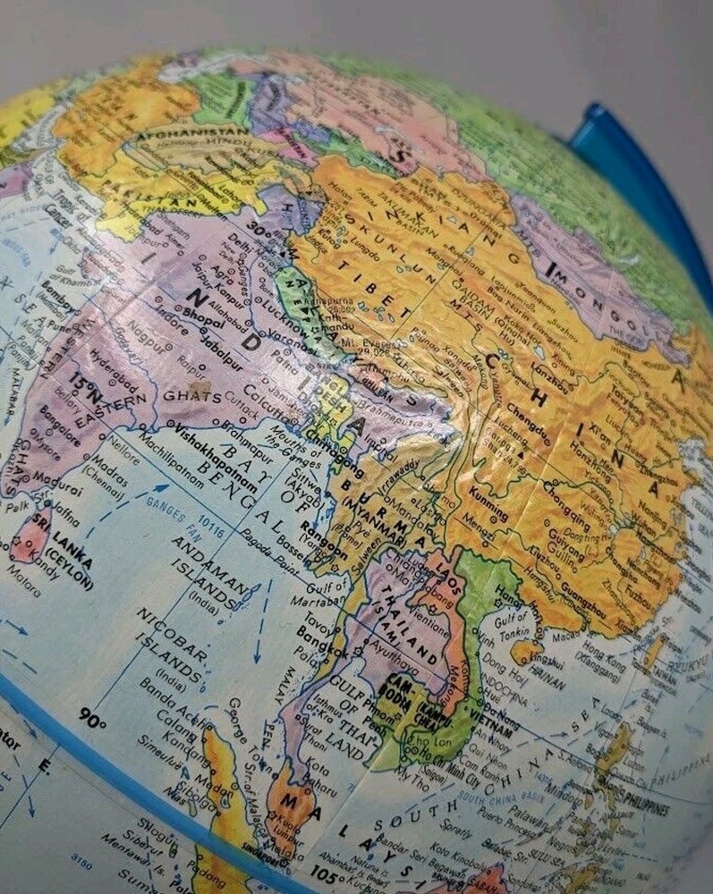 Replogle Globemaster Rotating World Globe on Blue Plastic Stand 12"