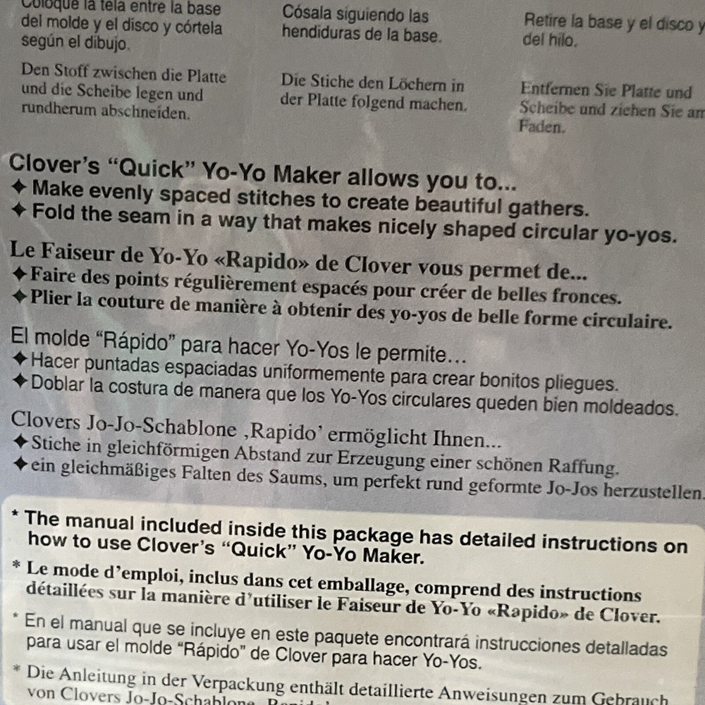 Clover "Quick" Yo-Yo Maker-Round 1-3/4" Large #8701 New Method With Instructions