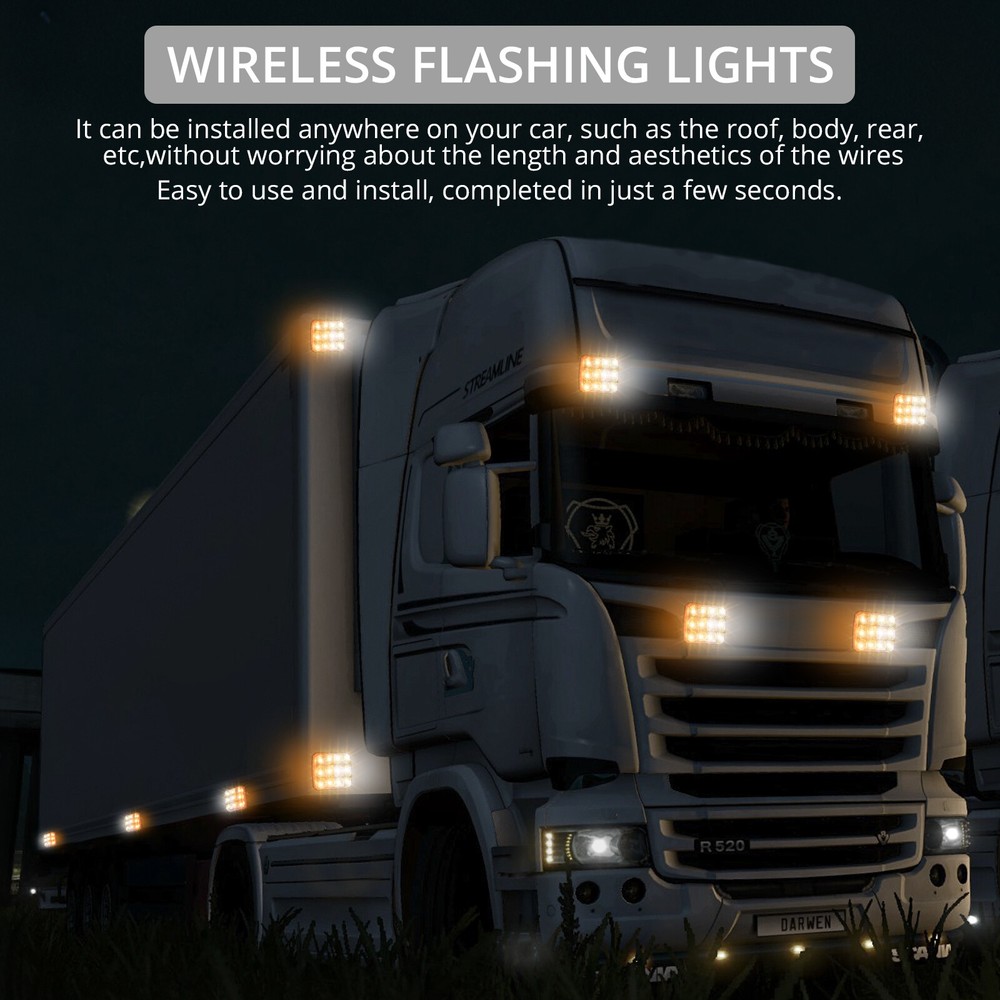2X Magnetic Wireless Warning Strobe Beacon Light Emergency Flashing Rechargeable