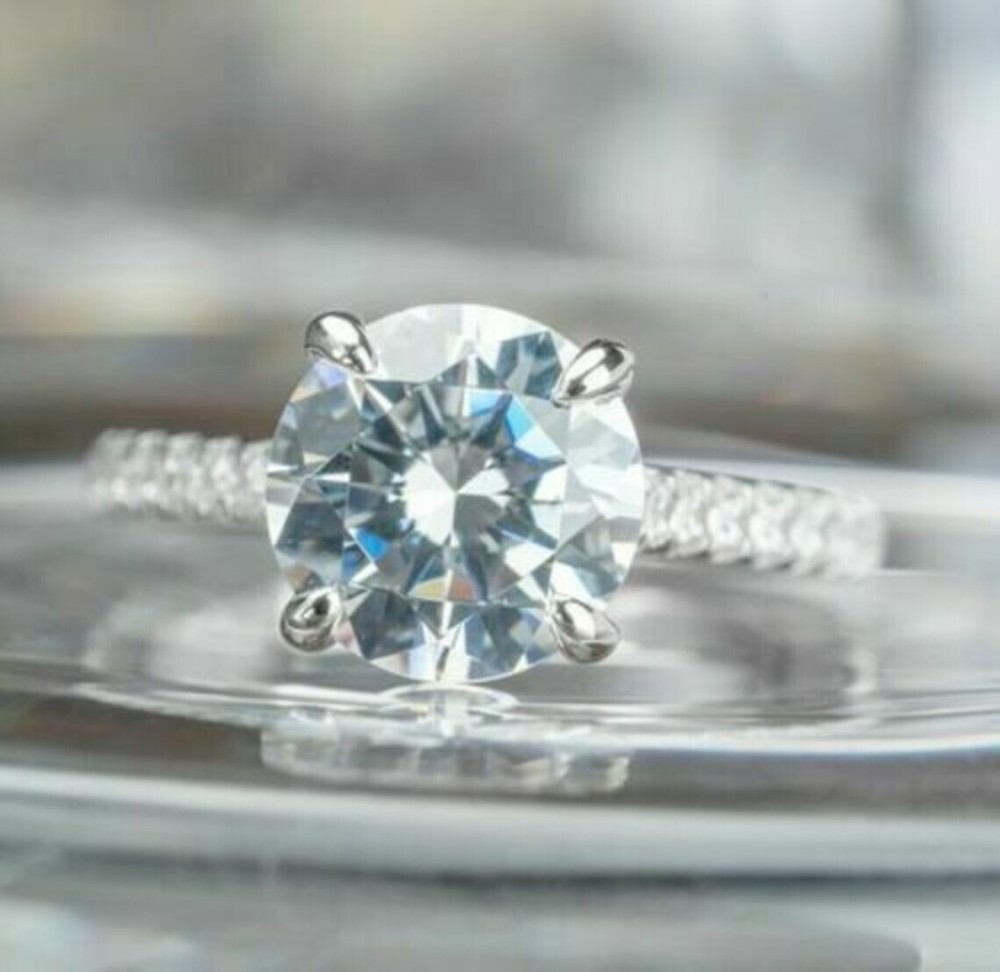 3.60 Ct Round Cut Lab-Created White Diamond Wedding Ring 925 Sterling Silver