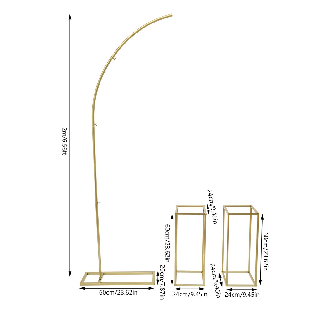 GOLD Metal Wedding Stand For Wedding Events Party Rectangular+Arch 3pcs