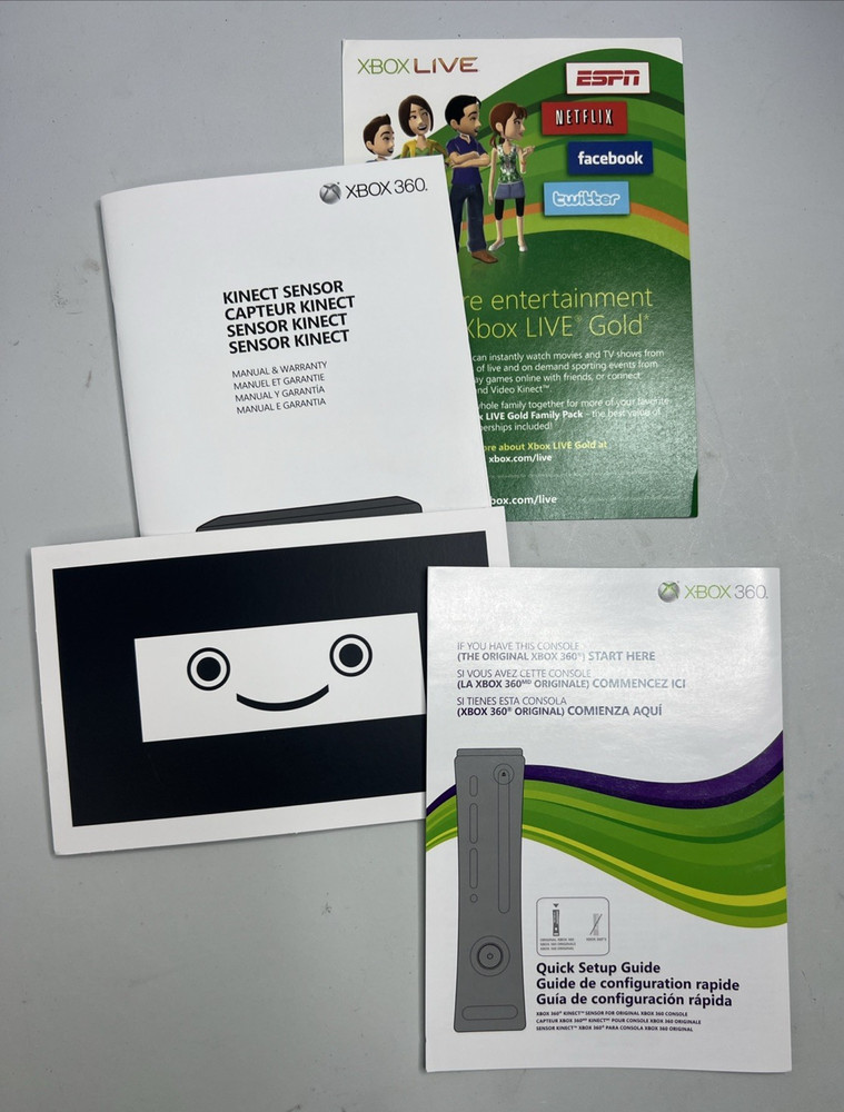 Microsoft Xbox 360 Kinect Motion Sensor Bar with Manual and Box