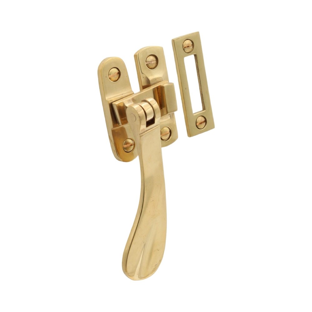 Flat Handle Window Casement Latch Set in Polished Brass