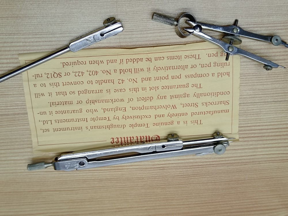 Vintage Temple Instruments Technical Drawing / Draughtsman Set In Case