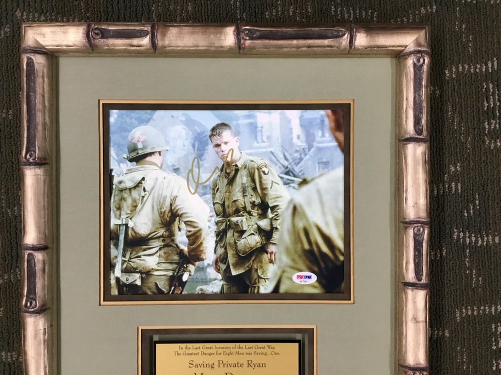 Matt Damon Signed Saving Private Ryan Photo Custom Framed Display PSA/DNA COA