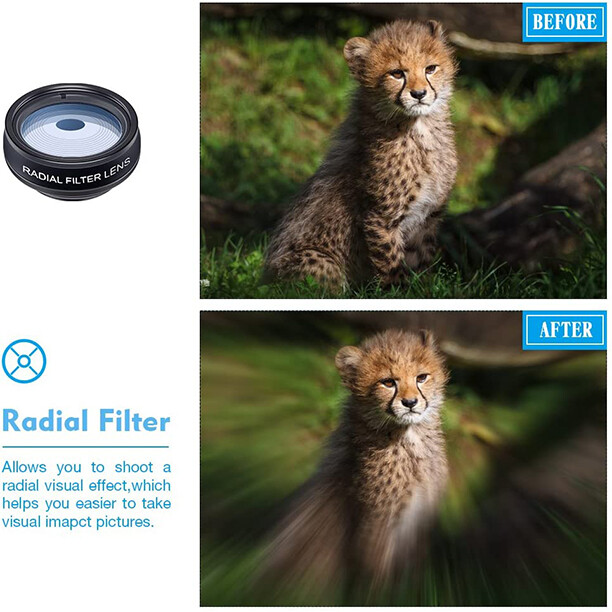 APEXEL 10in1 Phone Camera Lens Kit Fisheye WideAngle 2X Telescope Lens for Phone