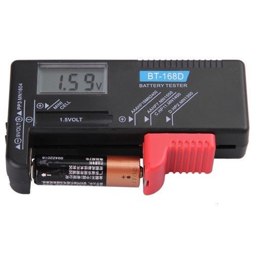Universal Digital LCD Battery Checker Volt Tester Cell AA AAA C D 9V Button