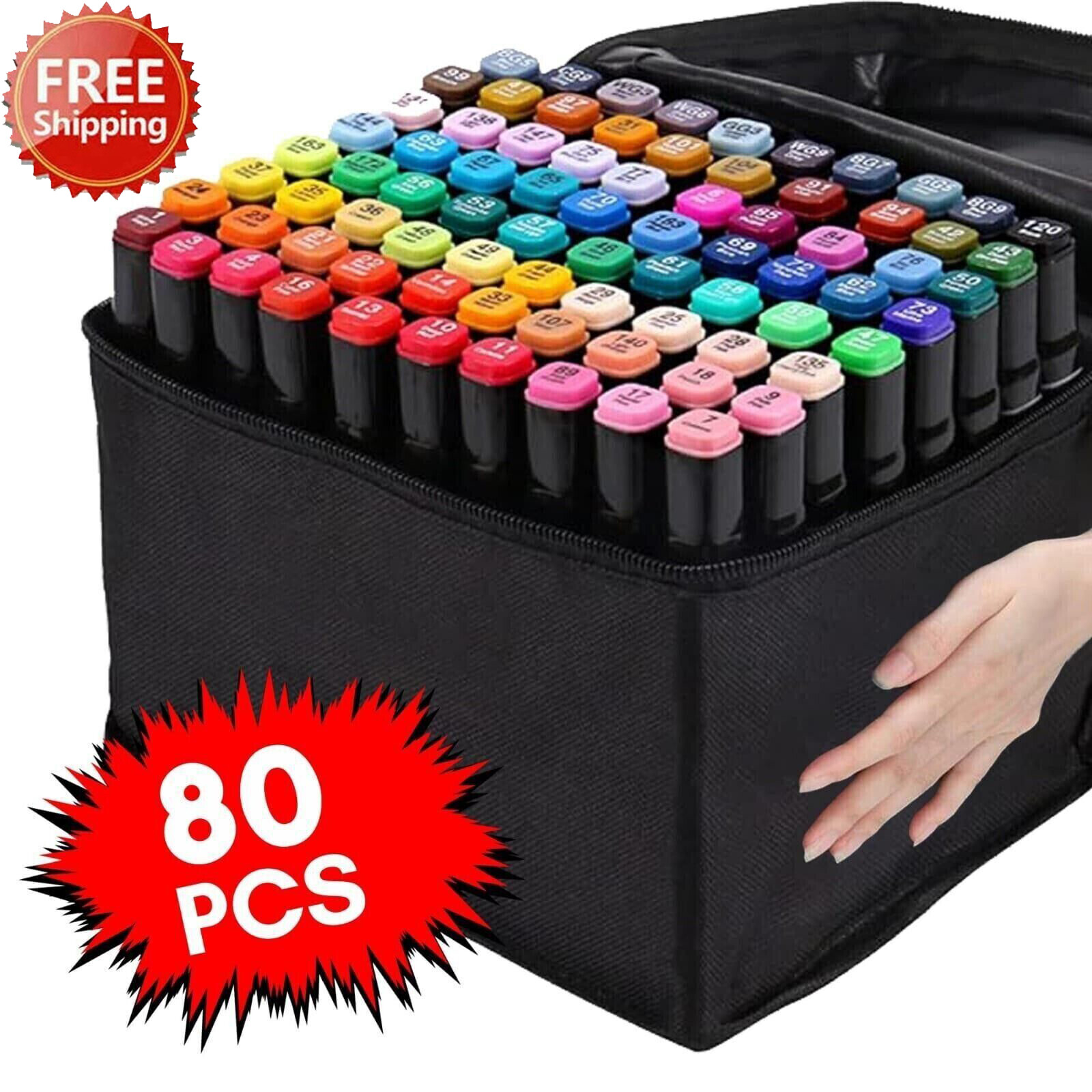 80 Colors Markers Graphic Drawing Painting Alcohol Art Dual Tip Sketch Pens Kit