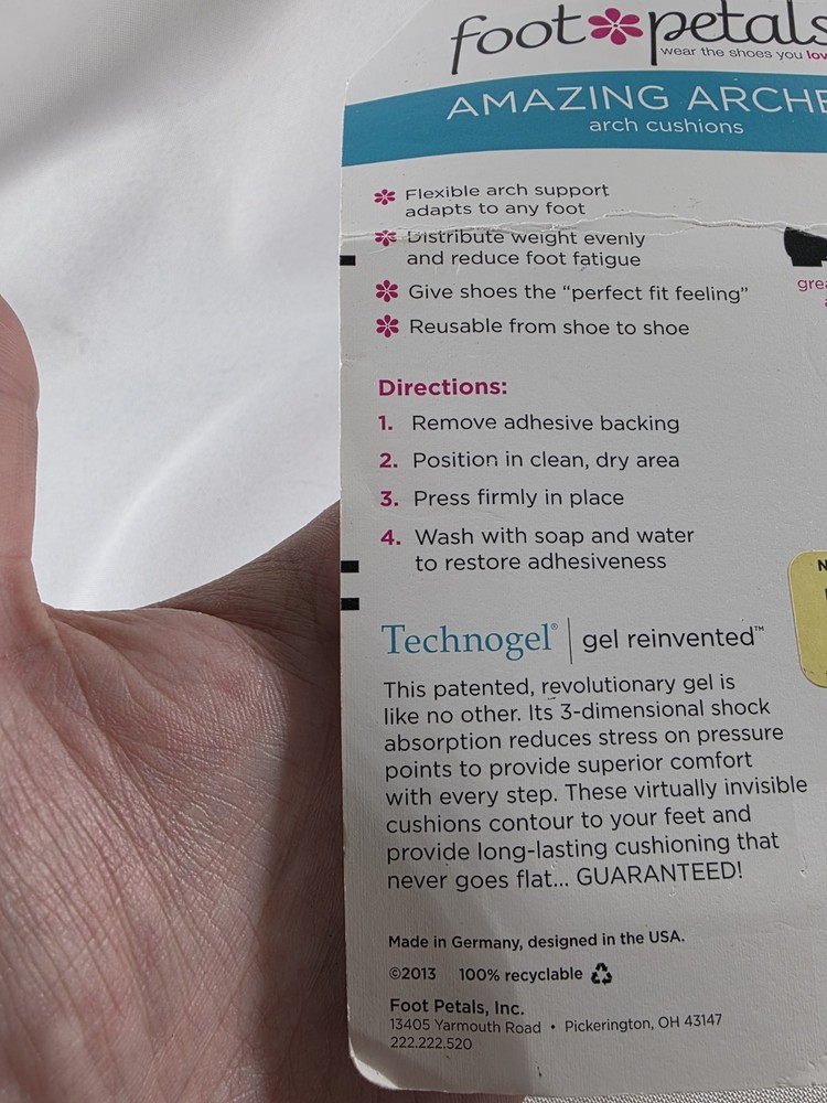 Foot Petals Amazing Arches, Technogel, 1 Pair