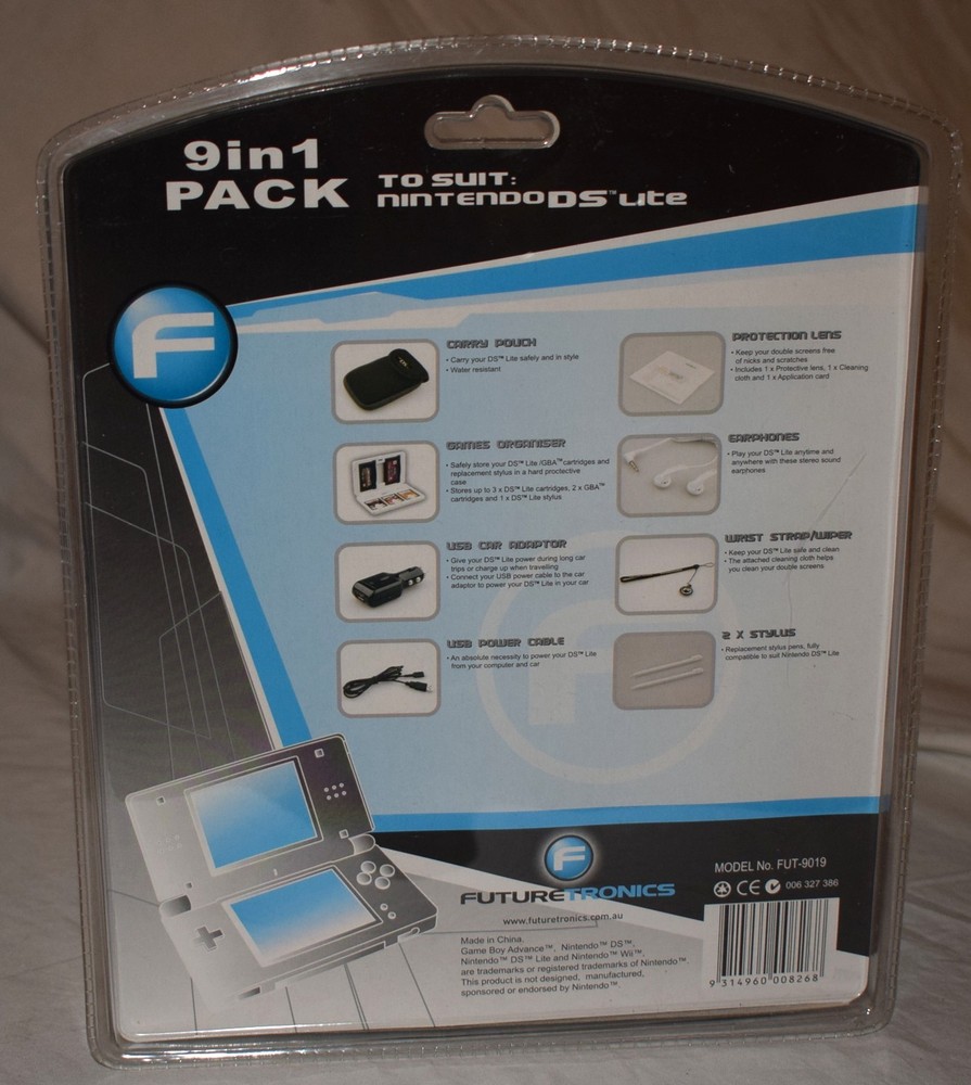 Futuretronics 9 in 1 Pack Nintendo DS Lite - NEW in Package - USB, Stylus, Power