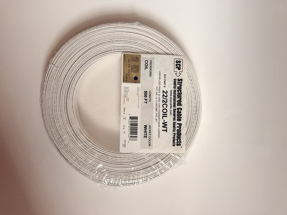 Structured Cable 22/2 Stranded, 1102 58 01, White General Purpose Cable, 500ft