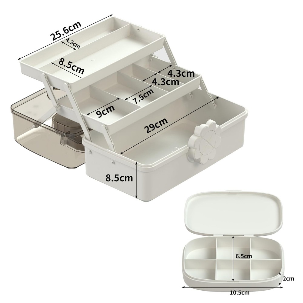 3-Layer Plastic Dividing Storage Box，Multifunctional Plastic Tool Box with Ha...