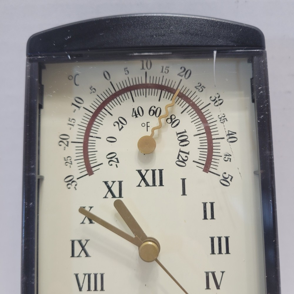 Vtg Hitachi Wall Clock Temperature Guage Hygrometer Store Display Working READ