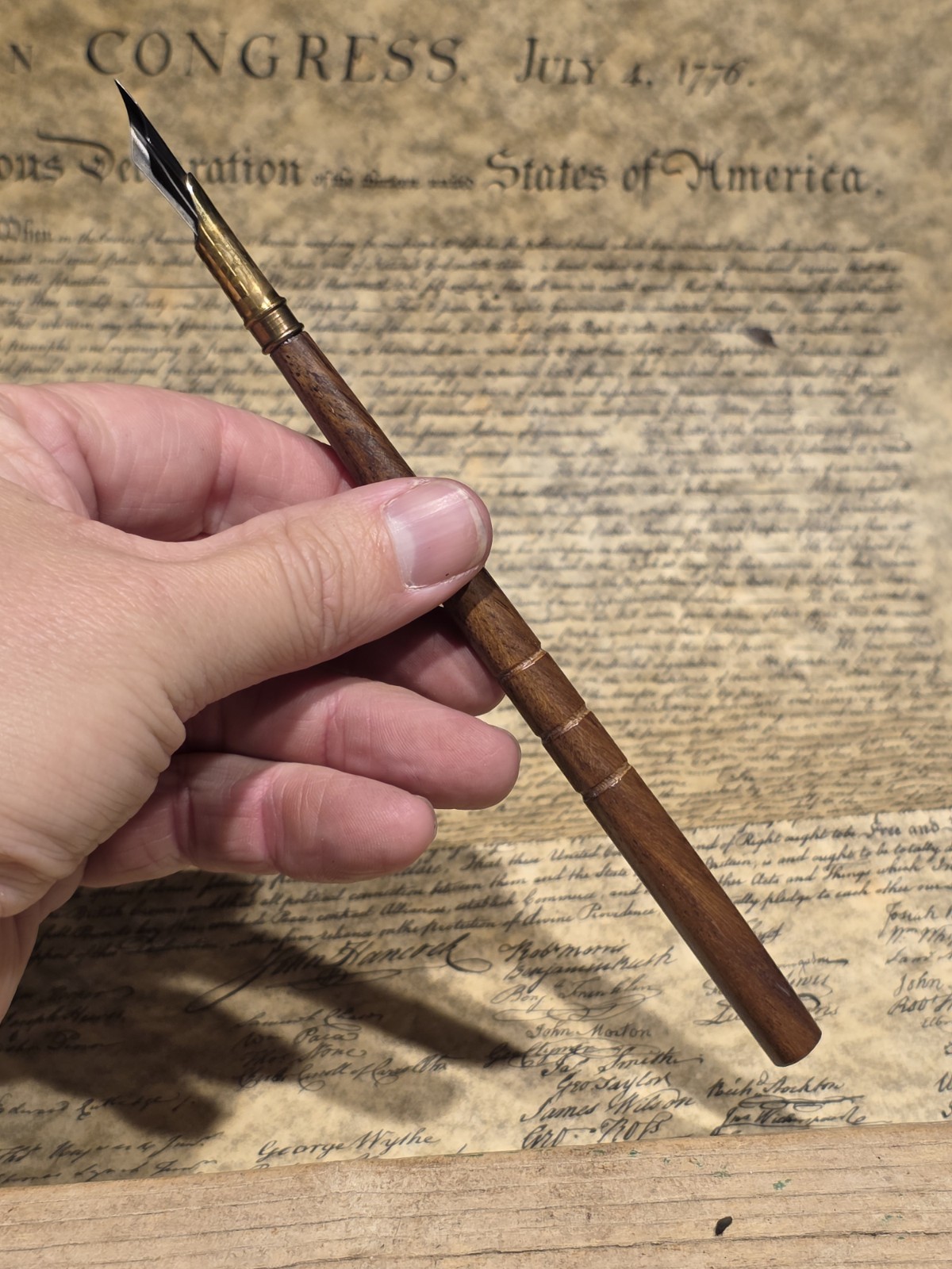 7" Antique Style Wood Turned Single Dip Pen